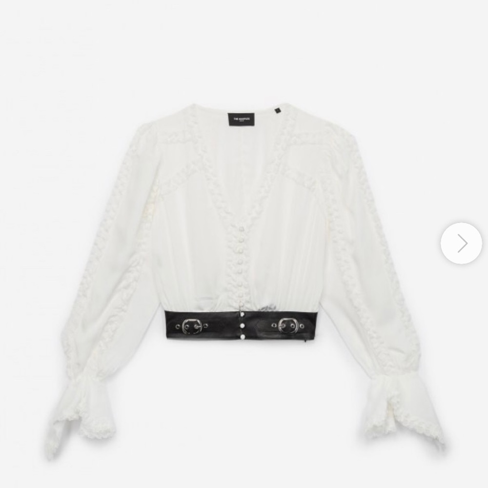 Elegant White Blouse with Black Accents
